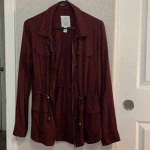 Burgundy Lightweight Cargo Jacket: Women’s Medium